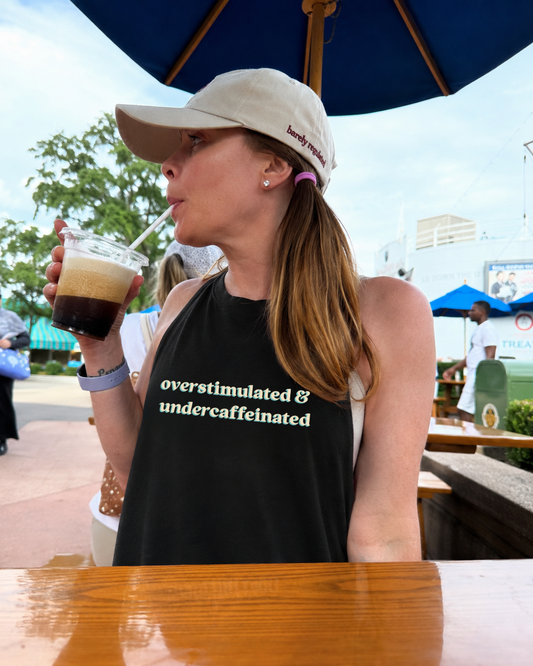 PRE-ORDER Overstimulated and Undercaffeinated Muscle Tank Black